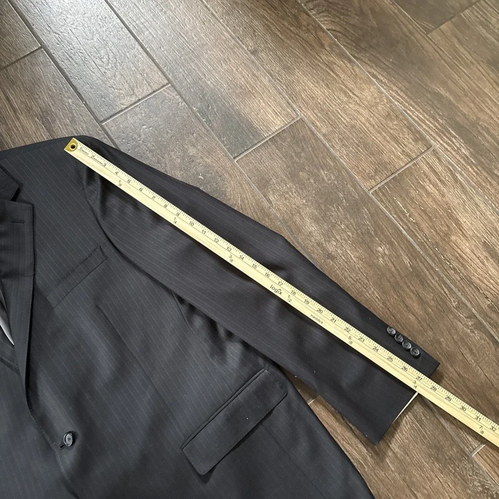 Hart Schaffner Marx Blazer Men 48L Charcoal Pinstripe 100% Worsted Wool USA NWT